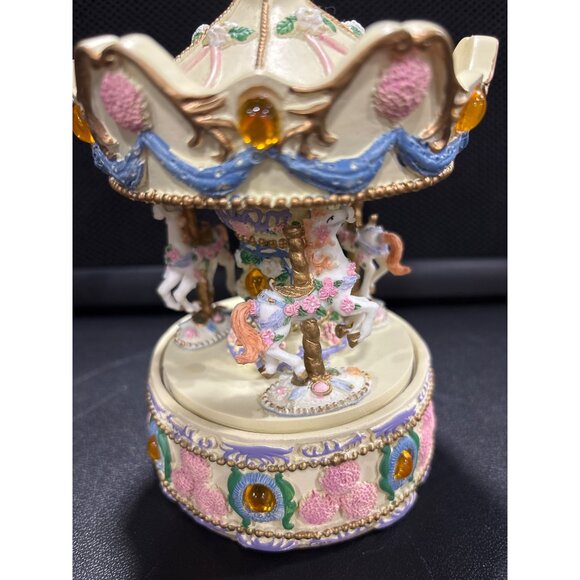 Vintage Musical Revolving Birthstone Carousel With Horses & Gem Accents November - Picture 7 of 14